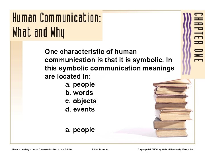 One characteristic of human communication is that it is symbolic. In this symbolic communication