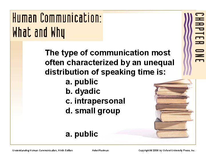 The type of communication most often characterized by an unequal distribution of speaking time