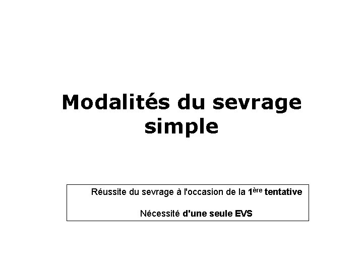 Modalités du sevrage simple Réussite du sevrage à l'occasion de la 1ère tentative Nécessité