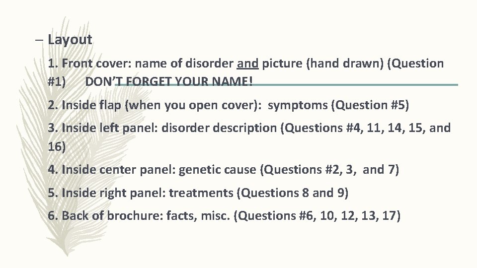 – Layout 1. Front cover: name of disorder and picture (hand drawn) (Question #1) – Layout 1. Front cover: name of disorder and picture (hand drawn) (Question #1)