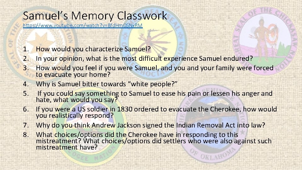 Samuel’s Memory Classwork https: //www. youtube. com/watch? v=Bfd. Hm 0 SNx. RM 1. How