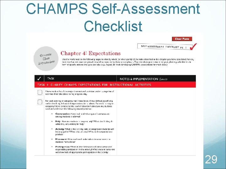 CHAMPS Self-Assessment Checklist 29 
