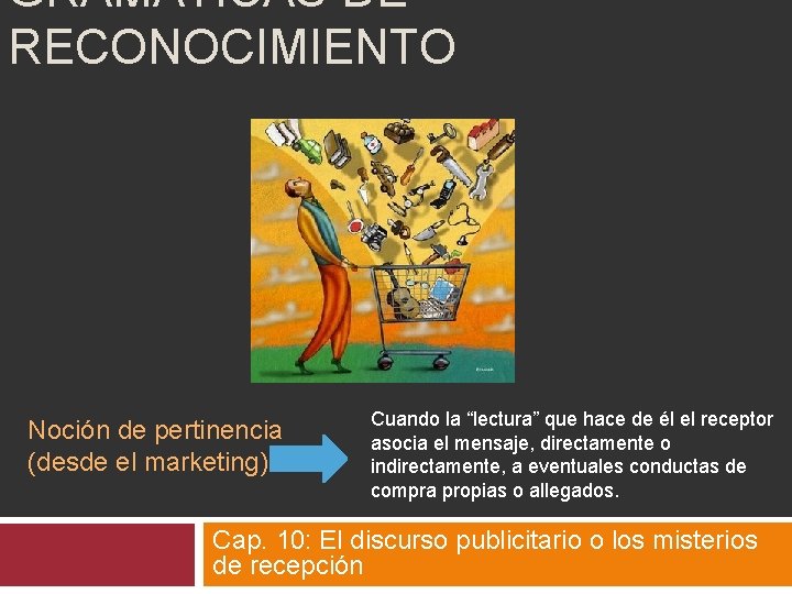 GRAMÁTICAS DE RECONOCIMIENTO Noción de pertinencia (desde el marketing) Cuando la “lectura” que hace