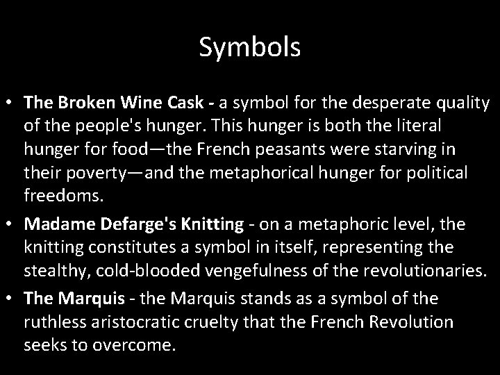 Symbols • The Broken Wine Cask - a symbol for the desperate quality of