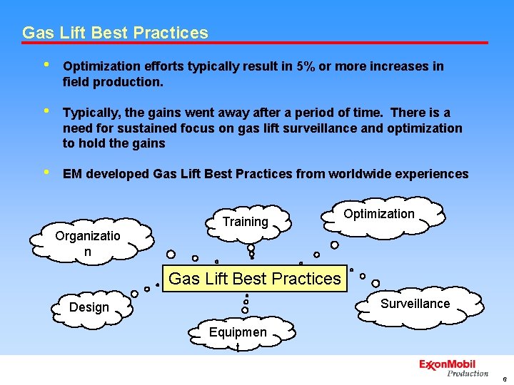 Gas Lift Best Practices • Optimization efforts typically result in 5% or more increases