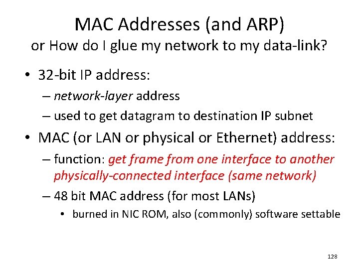 MAC Addresses (and ARP) or How do I glue my network to my data-link?