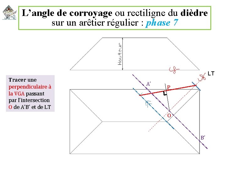 L’angle de corroyage ou rectiligne du dièdre sur un arêtier régulier : phase 7