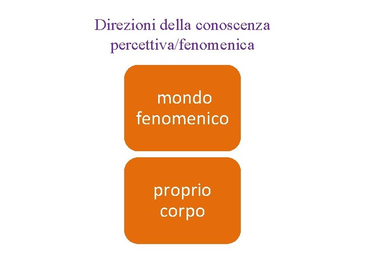 Direzioni della conoscenza percettiva/fenomenica mondo fenomenico proprio corpo 