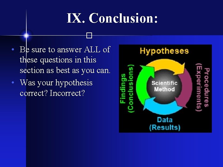 IX. Conclusion: � • Be sure to answer ALL of these questions in this IX. Conclusion: � • Be sure to answer ALL of these questions in this
