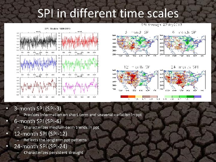 SPI in different time scales • 3 -month SPI (SPI-3) – Provides information on