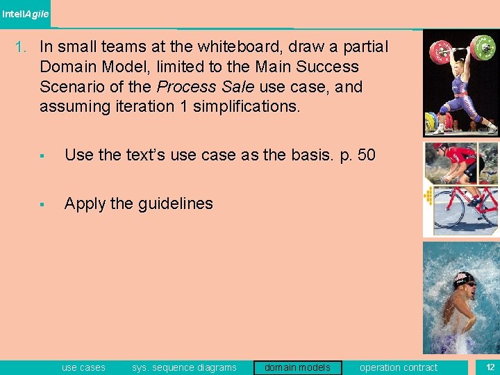 Intell. Agile 1. In small teams at the whiteboard, draw a partial Domain Model, Intell. Agile 1. In small teams at the whiteboard, draw a partial Domain Model,