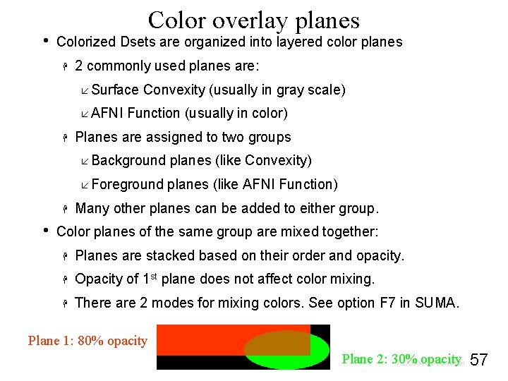  • Color overlay planes Colorized Dsets are organized into layered color planes H
