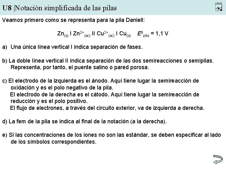 U 8 |Notación simplificada de las pilas Veamos primero como se representa para la