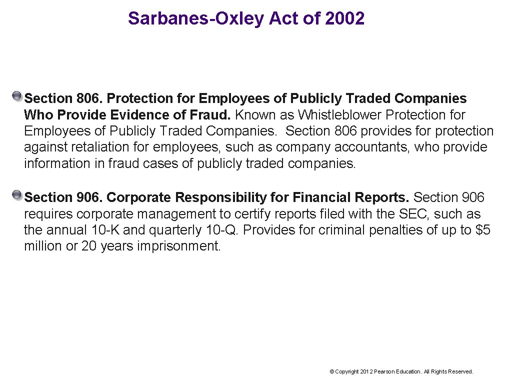 Sarbanes-Oxley Act of 2002 Section 806. Protection for Employees of Publicly Traded Companies Who