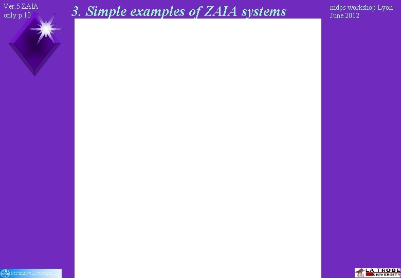 Ver. 5 ZAIA only p. 10 3. Simple examples of ZAIA systems mdps workshop