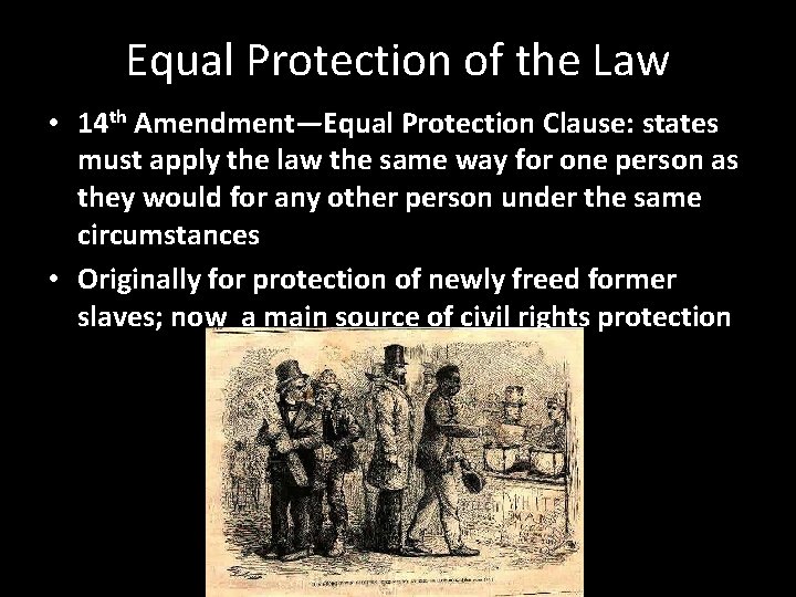 Equal Protection of the Law • 14 th Amendment—Equal Protection Clause: states must apply