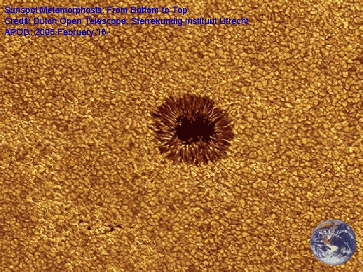 Sunspot Metamorphosis: From Bottom to Top Credit: Dutch Open Telescope, Sterrekundig Instituut Utrecht APOD: