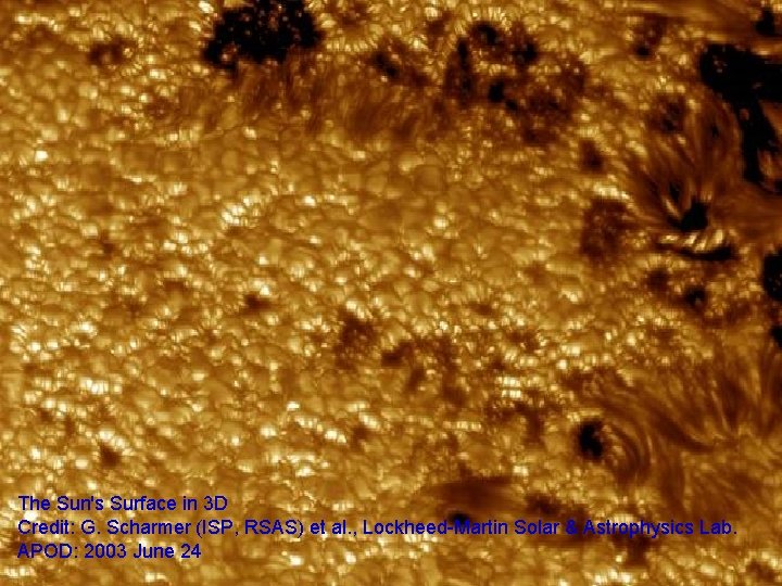The Sun's Surface in 3 D Credit: G. Scharmer (ISP, RSAS) et al. ,