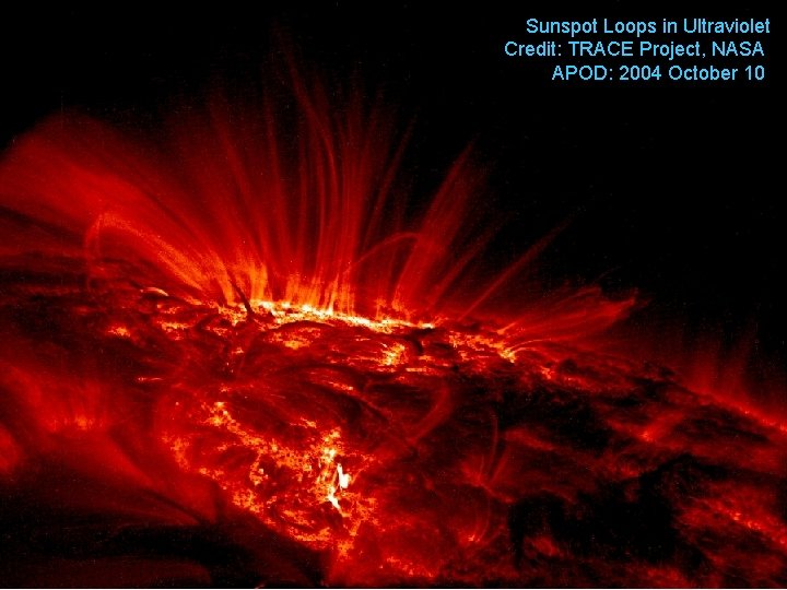 Sunspot Loops in Ultraviolet Credit: TRACE Project, NASA APOD: 2004 October 10 