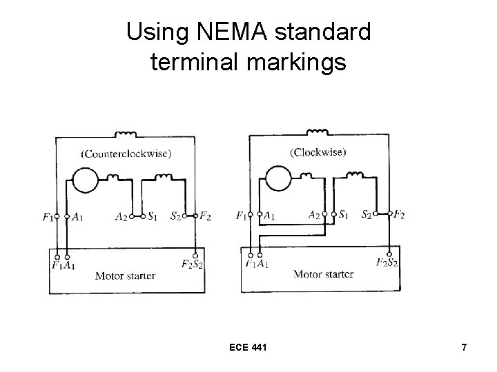 Using NEMA standard terminal markings ECE 441 7 