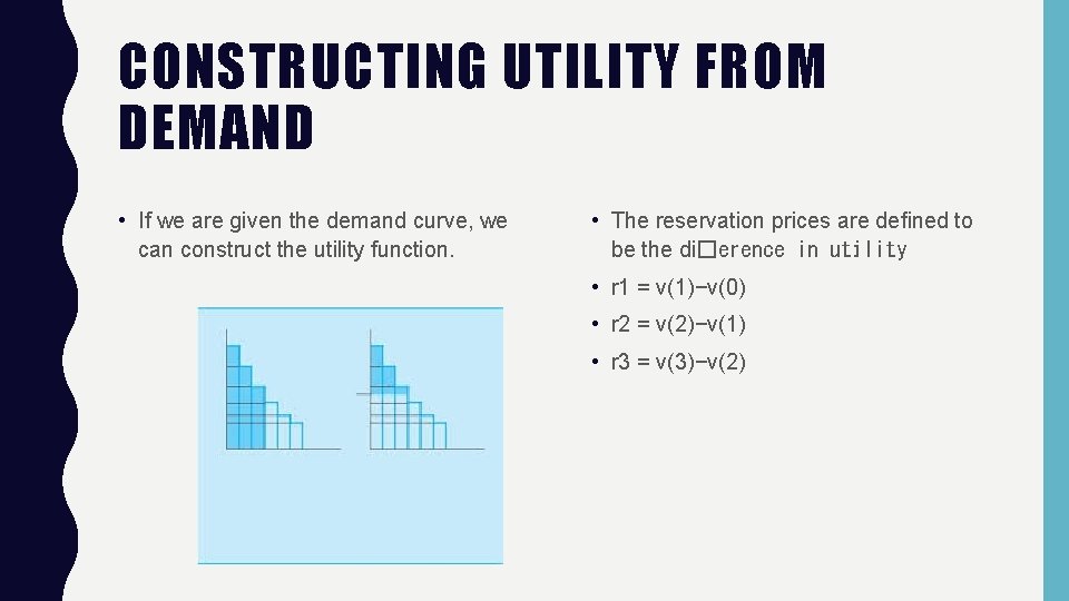 CONSTRUCTING UTILITY FROM DEMAND • If we are given the demand curve, we can