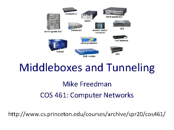 Middleboxes and Tunneling Mike Freedman COS 461: Computer Networks http: //www. cs. princeton. edu/courses/archive/spr