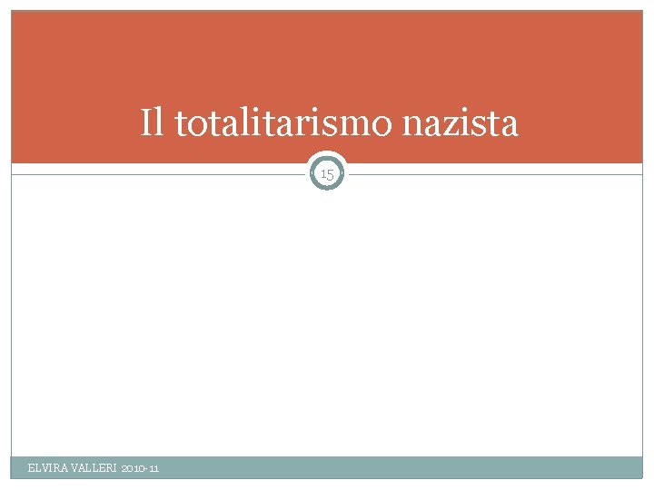 Il totalitarismo nazista 15 ELVIRA VALLERI 2010 -11 