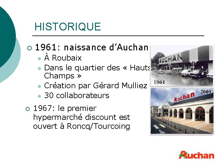 HISTORIQUE ¡ 1961: naissance d’Auchan l l ¡ À Roubaix Dans le quartier des