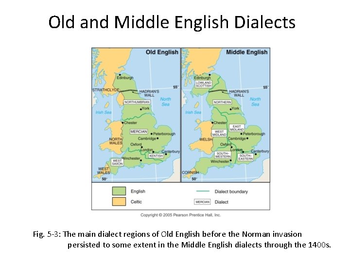 Old and Middle English Dialects Fig. 5 -3: The main dialect regions of Old