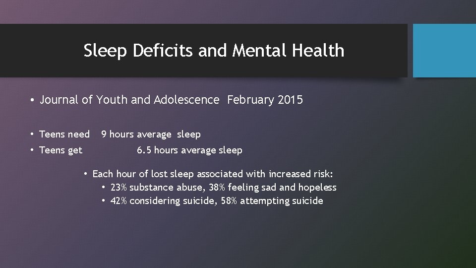 Sleep Deficits and Mental Health • Journal of Youth and Adolescence February 2015 •