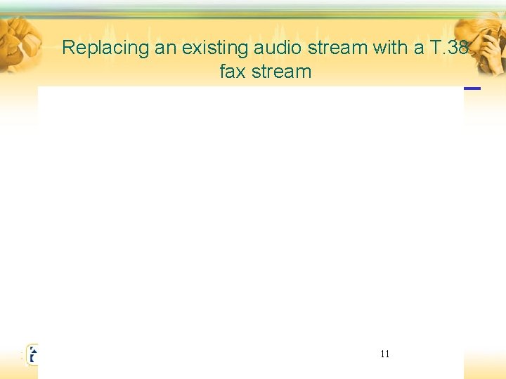 Replacing an existing audio stream with a T. 38 fax stream 11 