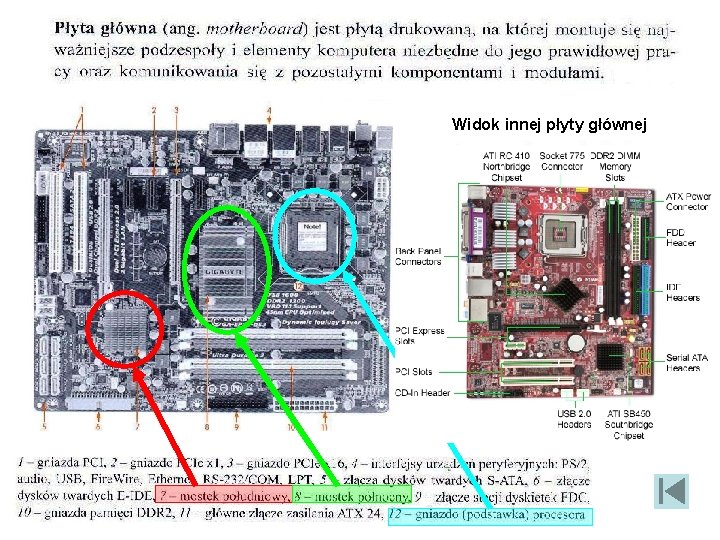 Wygląd rzeczywisty płyty głównej i interfejsów Widok innej płyty głównej Interfejs równoległy Interfejs szeregowy