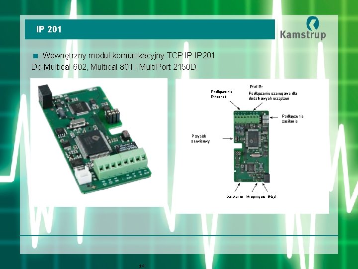 IP 201 < Wewnętrzny moduł komunikacyjny TCP IP IP 201 Do Multical 602, Multical