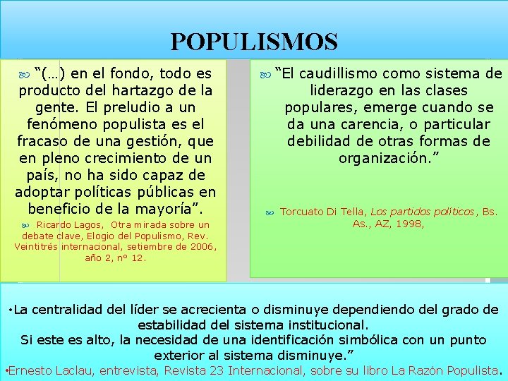 POPULISMOS “(…) en el fondo, todo es producto del hartazgo de la gente. El POPULISMOS “(…) en el fondo, todo es producto del hartazgo de la gente. El
