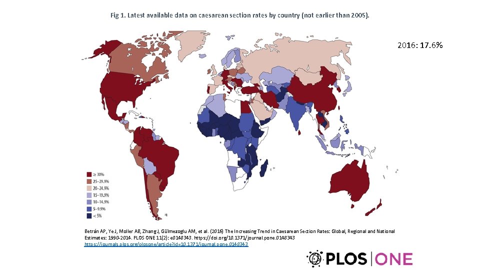 Fig 1. Latest available data on caesarean section rates by country (not earlier than