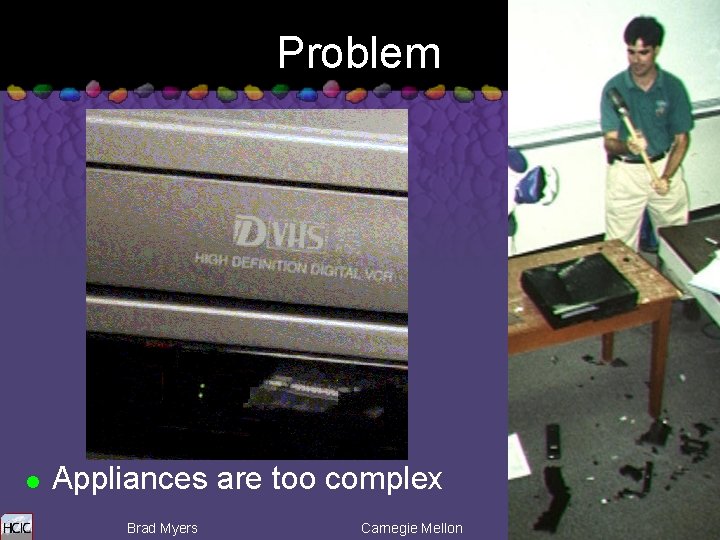 Problem l Appliances are too complex Brad Myers Carnegie Mellon 3 