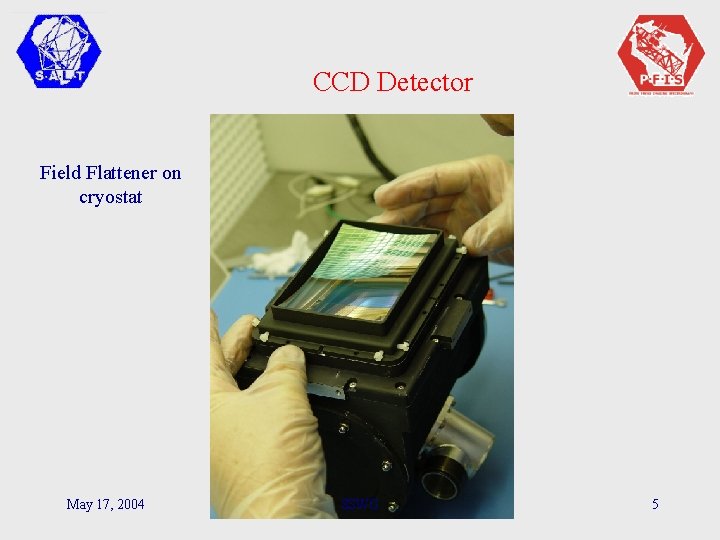 CCD Detector Field Flattener on cryostat May 17, 2004 SSWG 5 