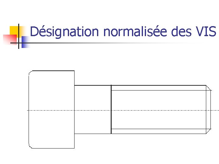 Désignation normalisée des VIS Corps Fond de filet Limite des filets 