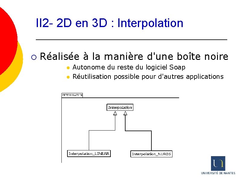 II 2 - 2 D en 3 D : Interpolation ¡ Réalisée à la