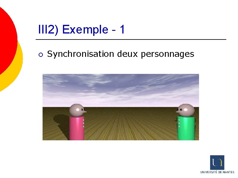 III 2) Exemple - 1 ¡ Synchronisation deux personnages 