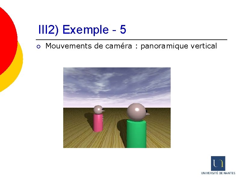 III 2) Exemple - 5 ¡ Mouvements de caméra : panoramique vertical 
