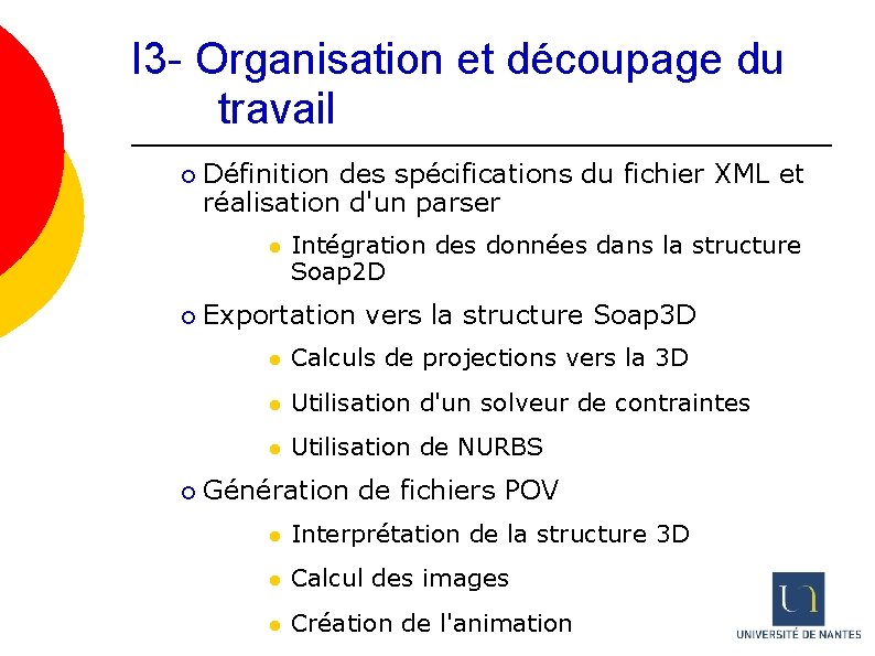 I 3 - Organisation et découpage du travail ¡ Définition des spécifications du fichier