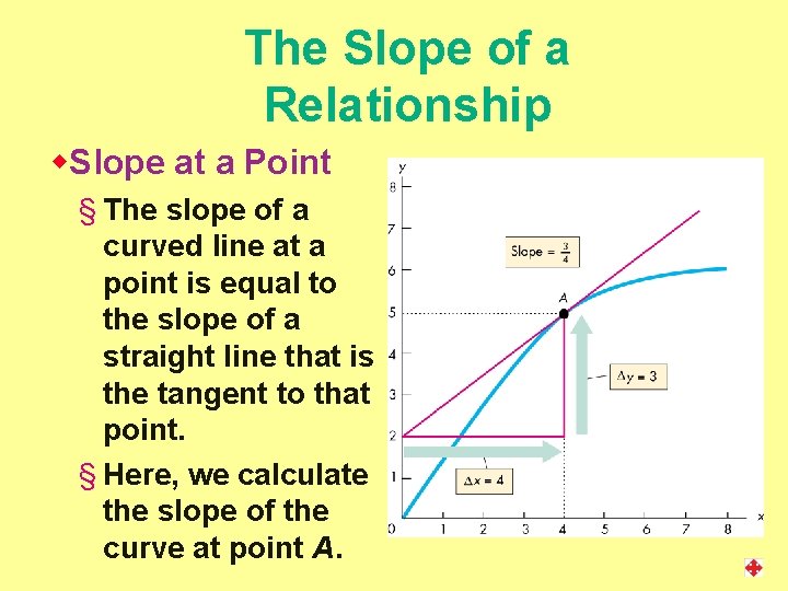 The Slope of a Relationship w. Slope at a Point § The slope of