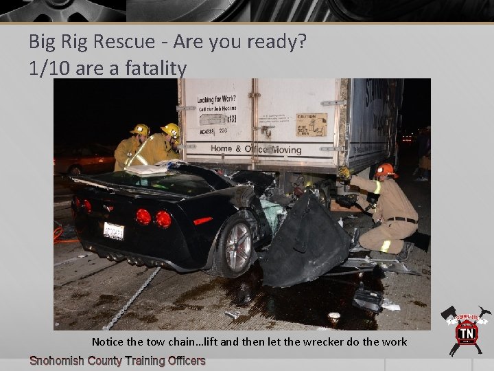 Big Rescue - Are you ready? 1/10 are a fatality Notice the tow chain…lift