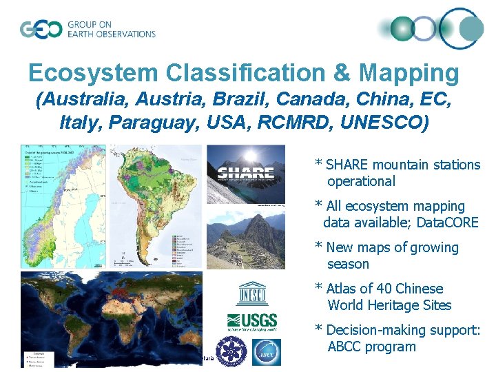 Ecosystem Classification & Mapping (Australia, Austria, Brazil, Canada, China, EC, Italy, Paraguay, USA, RCMRD,