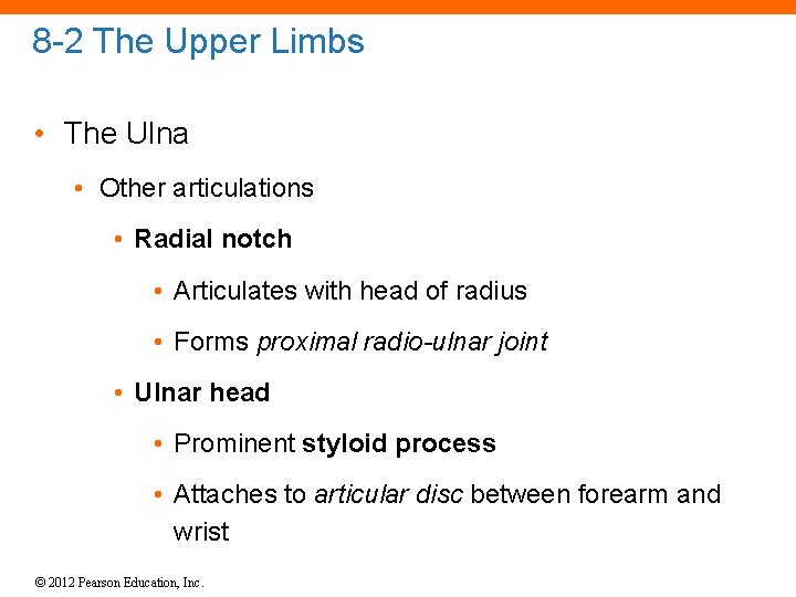 8 -2 The Upper Limbs • The Ulna • Other articulations • Radial notch