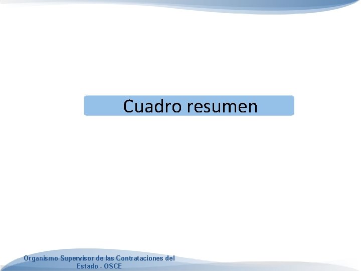 Cuadro resumen Organismo Supervisor de las Contrataciones del Estado - OSCE 