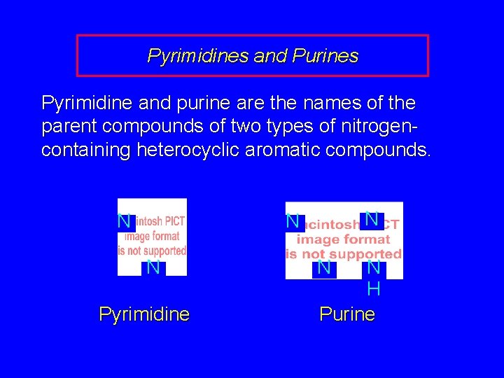 Pyrimidines and Purines Pyrimidine and purine are the names of the parent compounds of