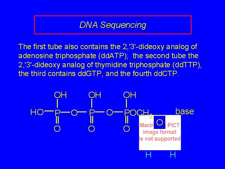 DNA Sequencing The first tube also contains the 2, '3'-dideoxy analog of adenosine triphosphate