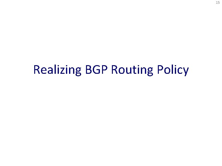 15 Realizing BGP Routing Policy 